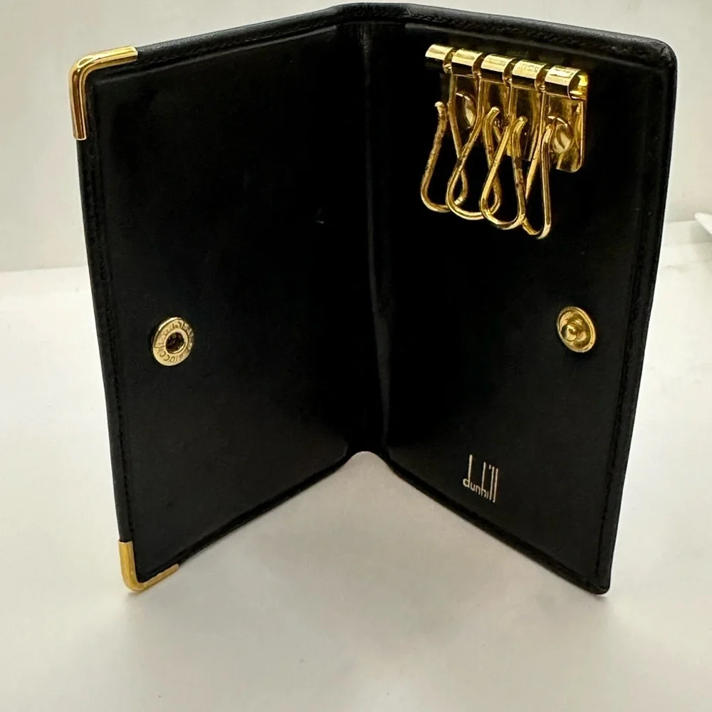 Dunhill Black Wallet Sleek Design Gold Accents